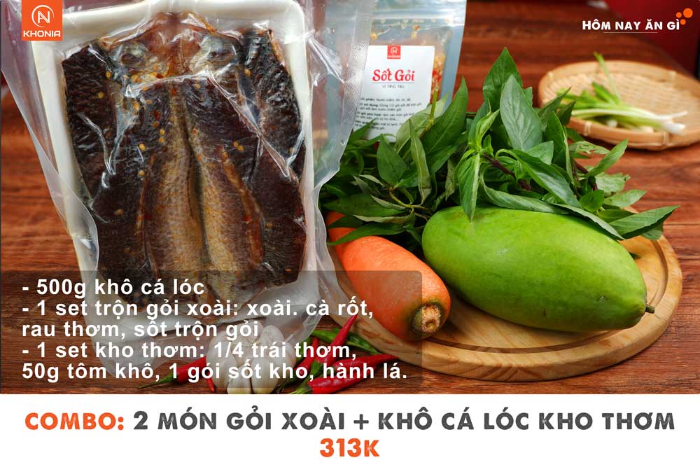 Combo 2 Món Gỏi Xoài + Khô Cá Lóc Kho Thơm 1 Combo Khô Cá Lóc